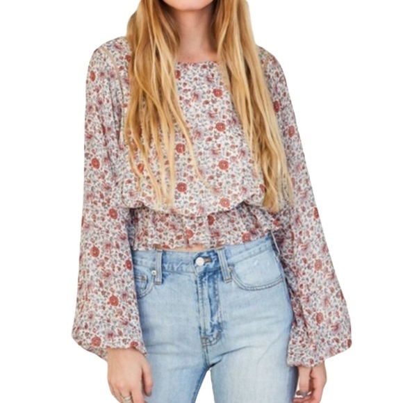 LoveShackFancy Nellie Floral Silk Blouse Top S - Picture 1 of 12